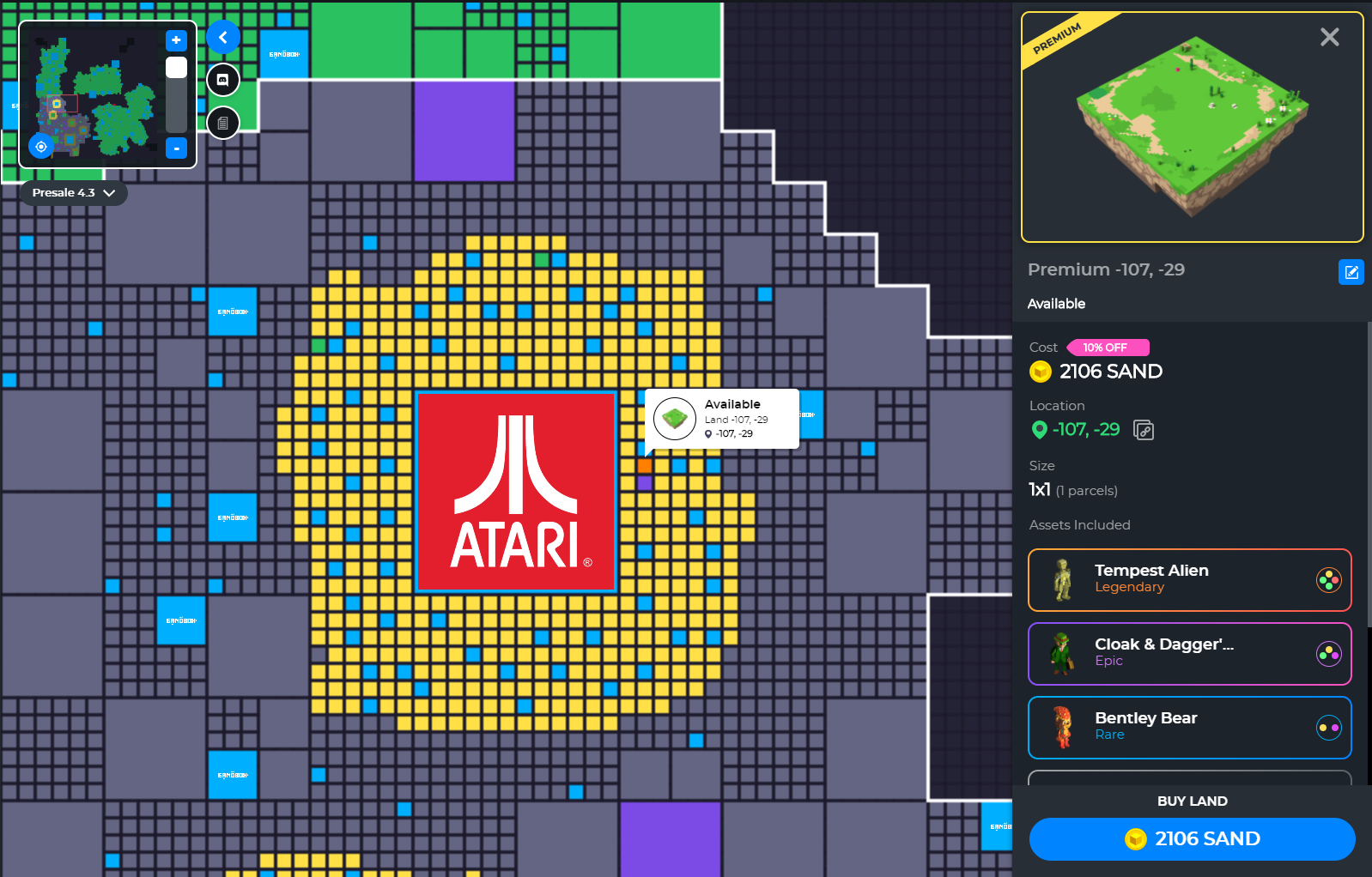 雅達利（Atari）等品牌，亦有購入虛擬土地發展。（YouTube影片擷圖）