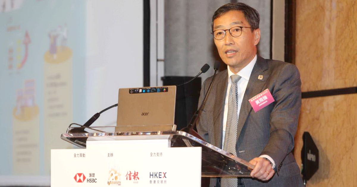 黃克強表示，香港要成為國際創科中心，首先要考慮人才的問題。 （何澤攝）