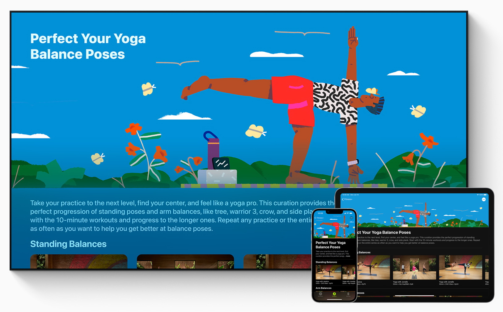 Apple Fitness+另一新功能新功能Collections，結合了不同鍛煉或冥想計劃，冀幫助用戶實現訓練目標。（蘋果網站圖片）