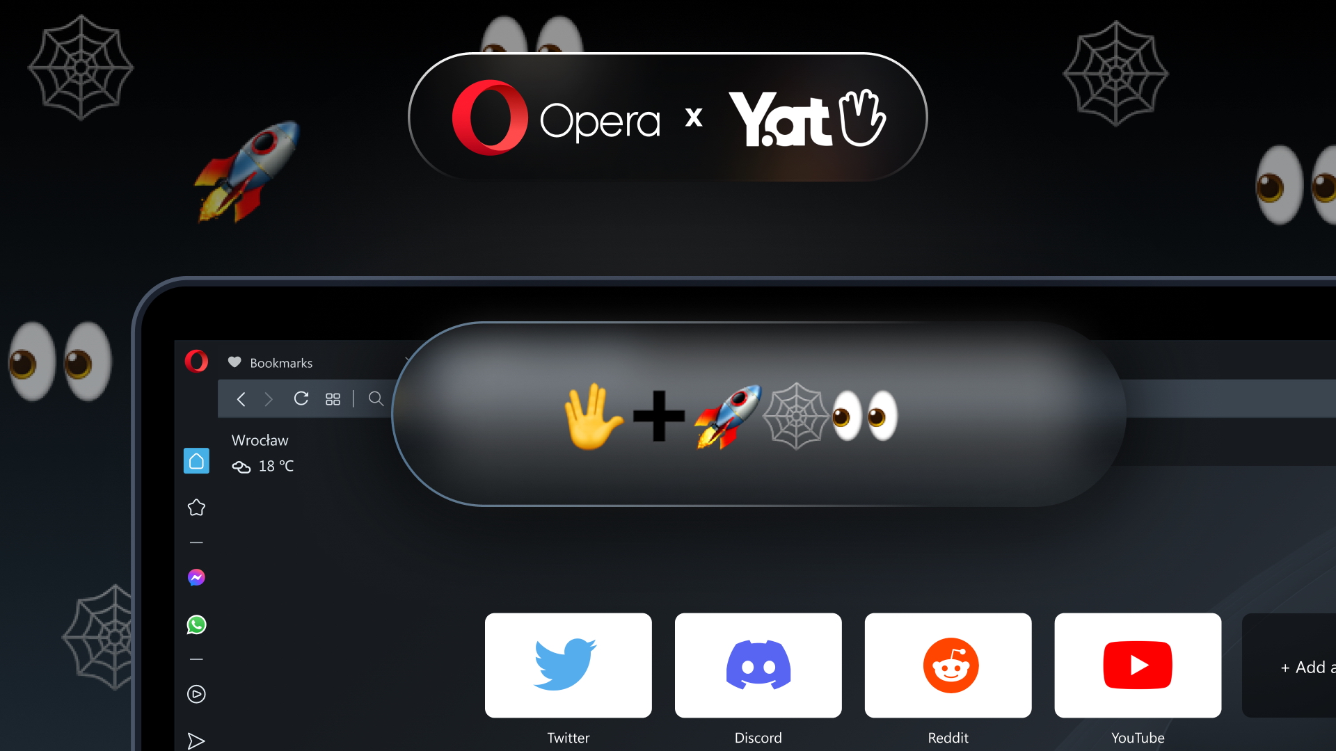 於Opera網址列輸入表情符號即可連接至特定網頁。（Opera網頁圖片）