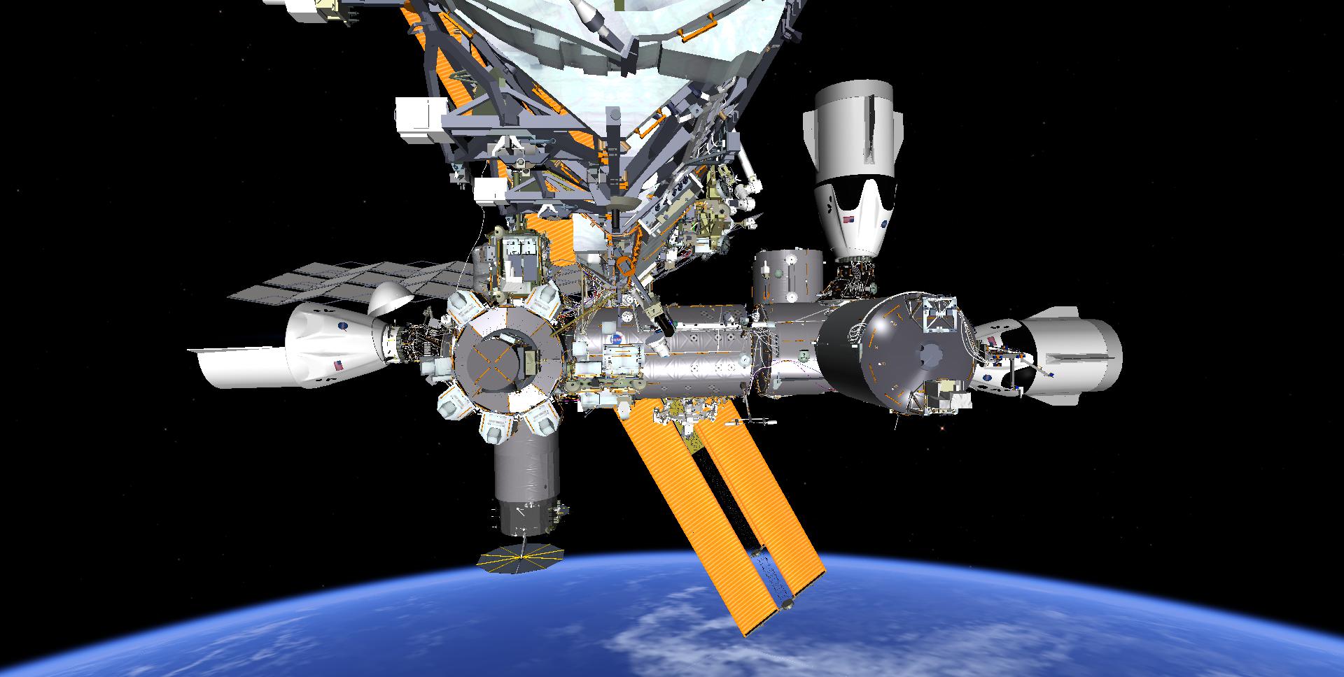 有網民構想ISS剔除俄國太空艙的模樣。（Twitter網上圖片）