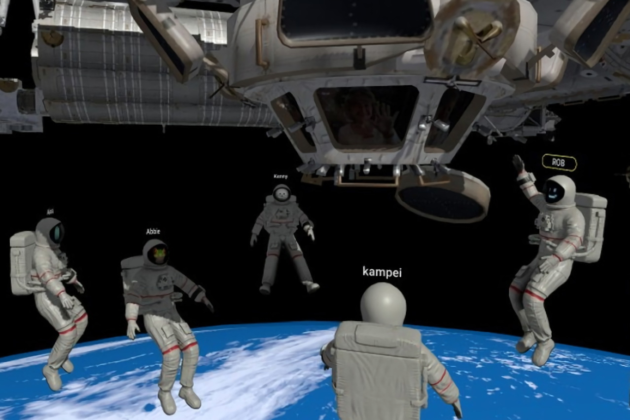 VR空間同步反映國際太空站實際位置，用戶之間可聊天及拍照留念。（KIBO STUDIO網上圖片）